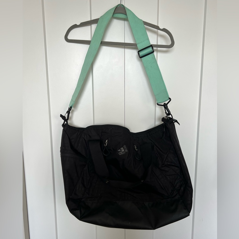 Adidas Black and Blue Gym Bag with Shoe Compartment